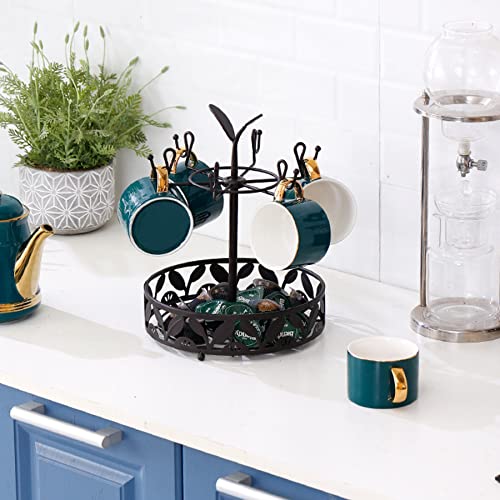 Coffee Mug Holder with Coffee Pod Basket Storage