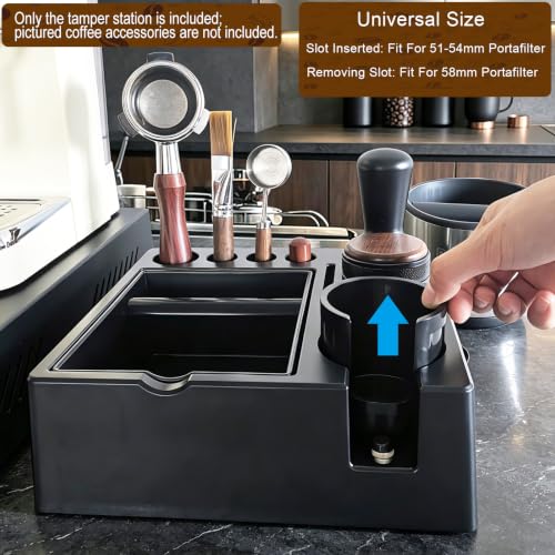 Espresso tamping station knock box