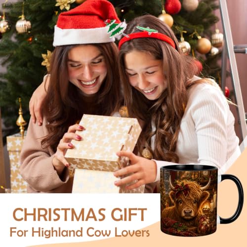 Christmas Highland Cow Bow Coffee Mug