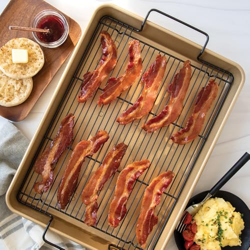 High Sided Half Sheet Oven Crisping Baking Tray with Rack