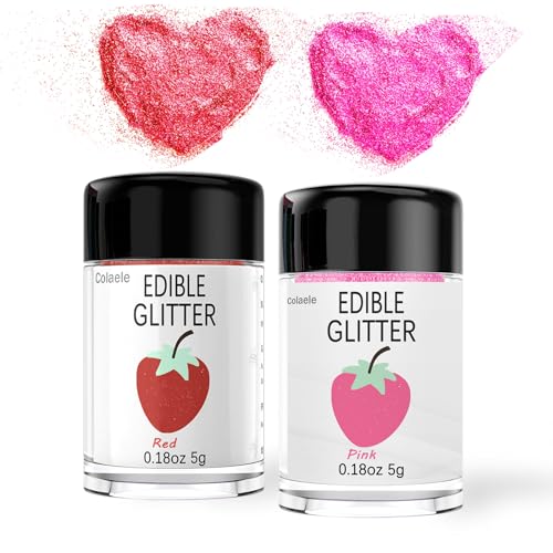 Red Pink Edible Glitter Glimmer Powder for Cakes Drinks