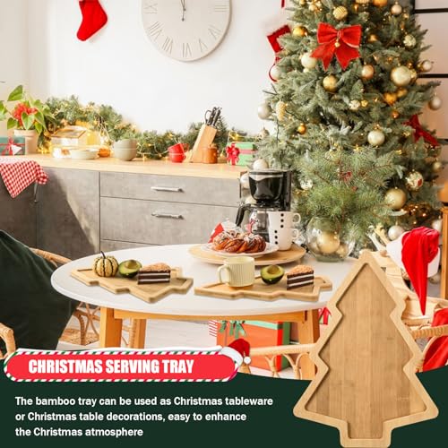 Christmas Wooden Appetizer Tray Christmas Tree Shaped Wooden Serving Platter Sushi Serving Tray Wood Charcuterie Board Tray Snack Dessert Candy Dish Plate for Christmas Home Kitchen
