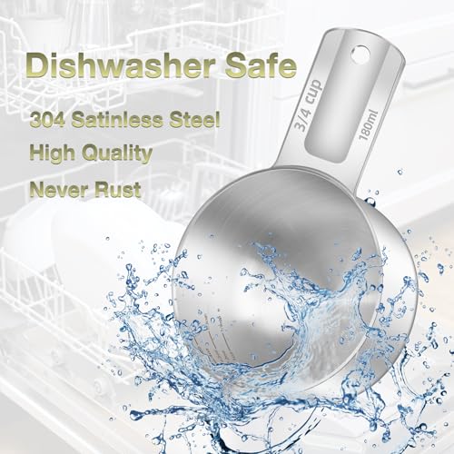 2PCS 3/4Cup (180ml, 6oz) Measuring Cup, Etched Inner Scale Measure Scoop