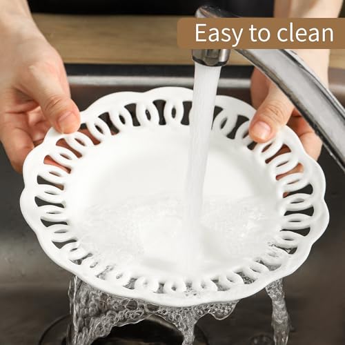 Round Appetizer Plate with Scalloped Edge Lace Rim (4 Count)