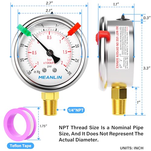 30inHG~30Psi Vacuum Pressure Gauge 1