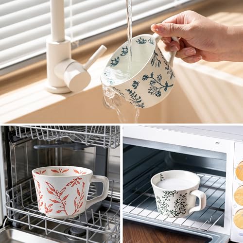 Ceramic Mugs 11 oz Unique Luxurious Cups Set of 4