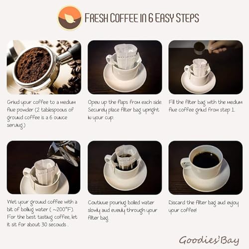 150 Pack Single Serve Pour Over Coffee Filter Bags with Hanging Ears (150 Count)