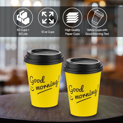 Disposable Coffee Cups with Lids (50 Count)