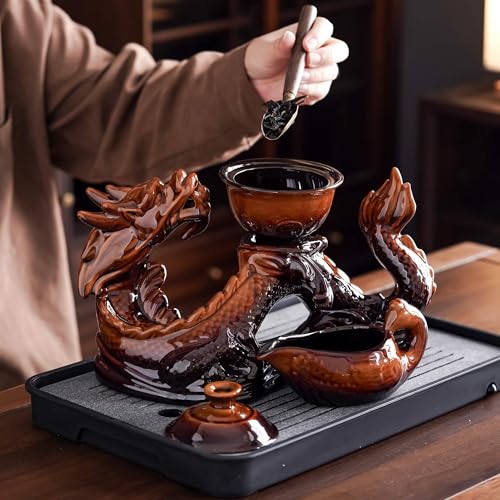 Ceramic Teapot with Infuser Semi Automatic Tea Set Magic Teapot with 8 cups Gradient Color