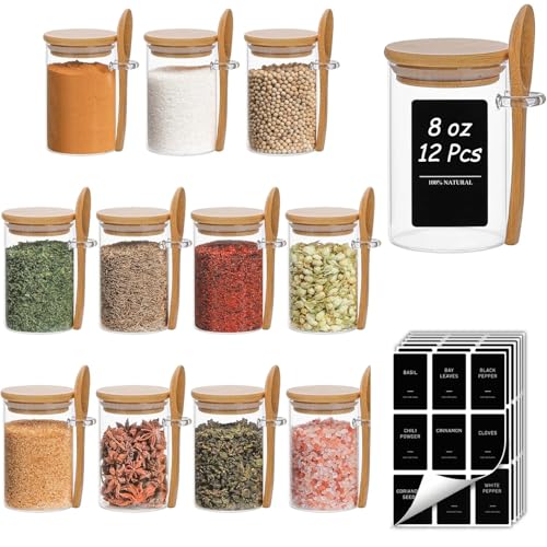 Spice Jars with Spoons 8 oz 12 Pack (12 Count)