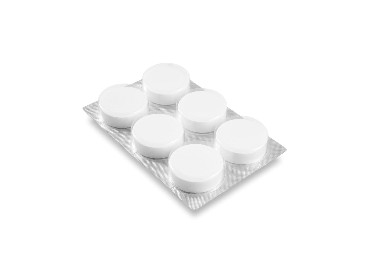Descaler tablets for coffee machines and select ovens