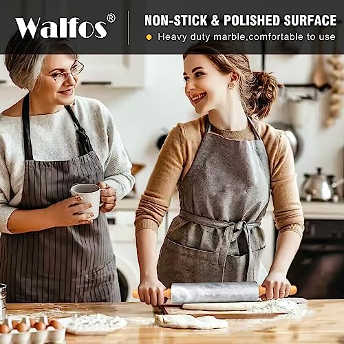 Marble Rolling Pin With Wooden Handles & Wood Cradle
