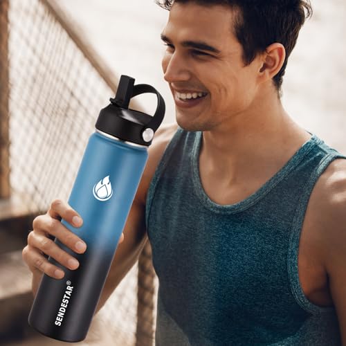 Water Bottle 32oz Double Wall Vacuum Insulated Leak Proof Stainless Steel Sports Water Bottle