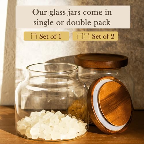 Glass Storage Container Airtight Food Jars Kitchen Canister with Wood Lids