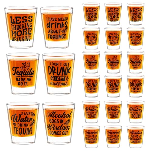 24 Pieces Funny Friends Shot Glasses Funny Friends Shot Glasses Clear Shot Glass Cups with Heavy Base for Adult Small Glass Shot Cups 1.75 oz Shot Glass for Best Friends (24 Count)
