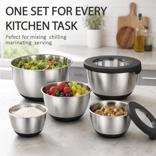Stainless Steel Mixing Bowls with Lids (5 Count)