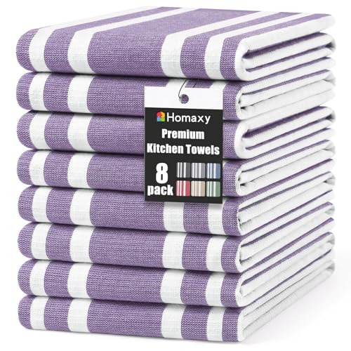 Premium Cotton Stripe Kitchen Towels 8 Pack (8 Count)