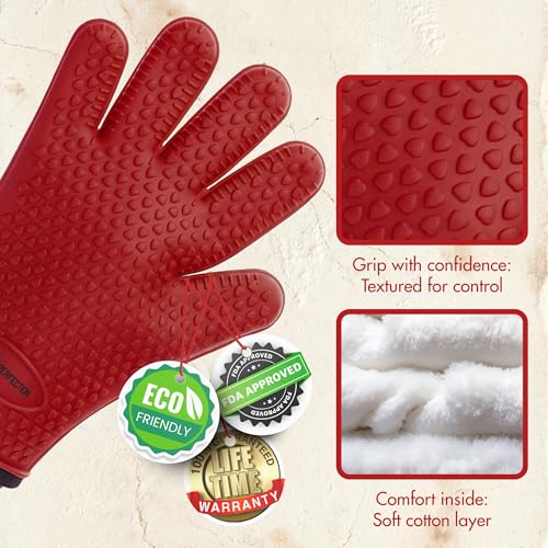 Silicone Griddle Grill Gloves Heat Resistant Oven Mitts