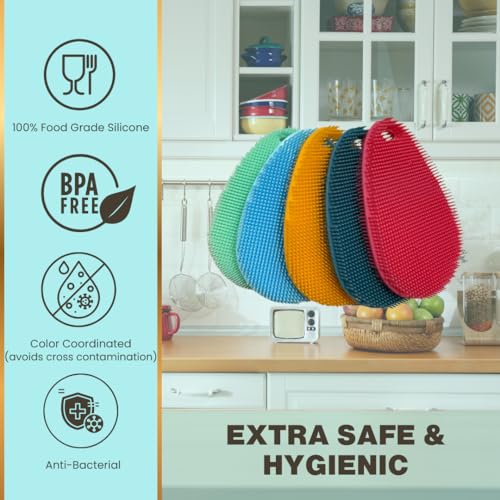 Silicone Sponge Dish Scrubber (5 Count)