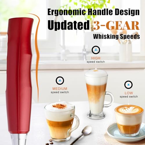 Red Milk Frother Wand for Coffee
