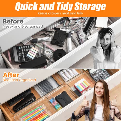 9 Pack Clear Plastic Drawer Organizer Set (9 Count)