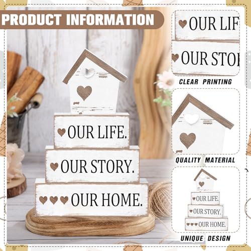 4 Pcs Farmhouse Table Decoration Rustic Sign Block (4 Count)