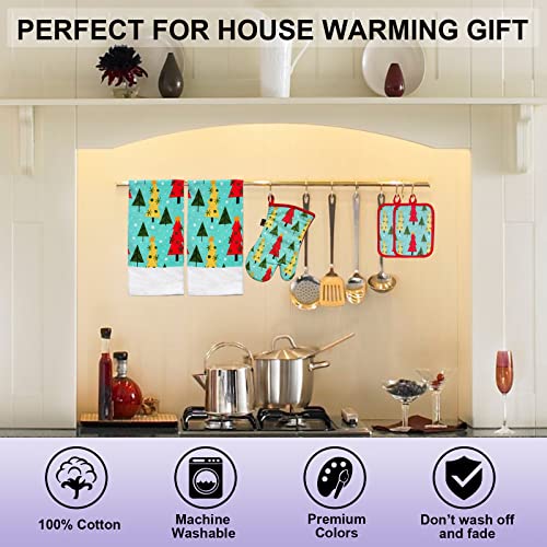 Oven Mitts and Potholders Dish Towles Set 100% Cotton for Perfect for Gifting (16 Ounce)