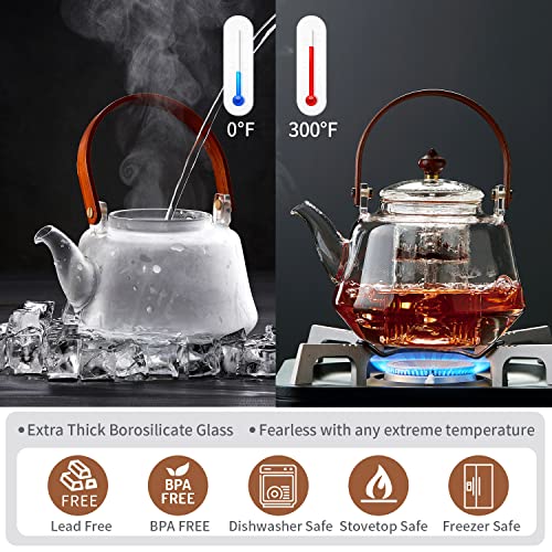 40oz Glass Teapot with Anti