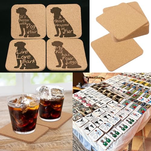 130 Pieces 4 x 4 Inch Cork Coasters for Drinks (130 Count)