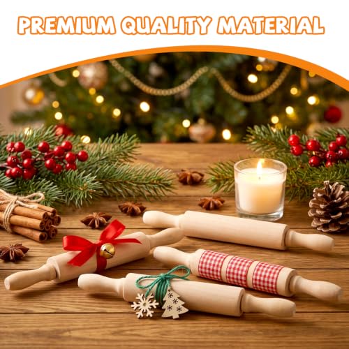 24 Pack 8 Inch Mini Wood Rolling Pin (24 Count)