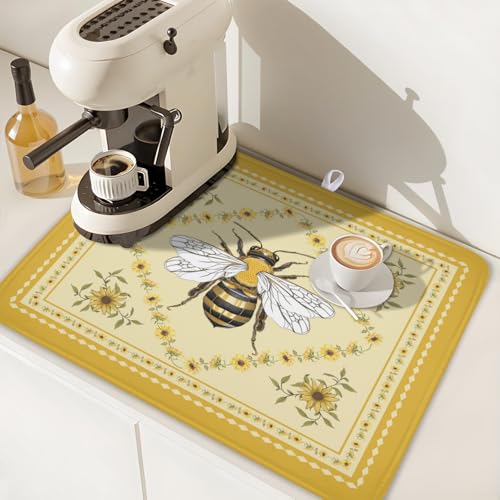 Sunflower Bee Dish Drying Mat
