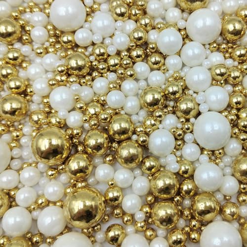 Edible White Gold Sugar Pearls Candy Sprinkles 120G (4.23 Ounce)