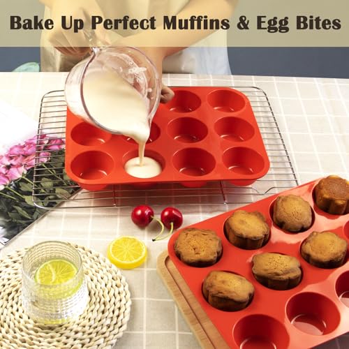 12 Cups Silicone Mini Muffin Pan Set (2 Count)
