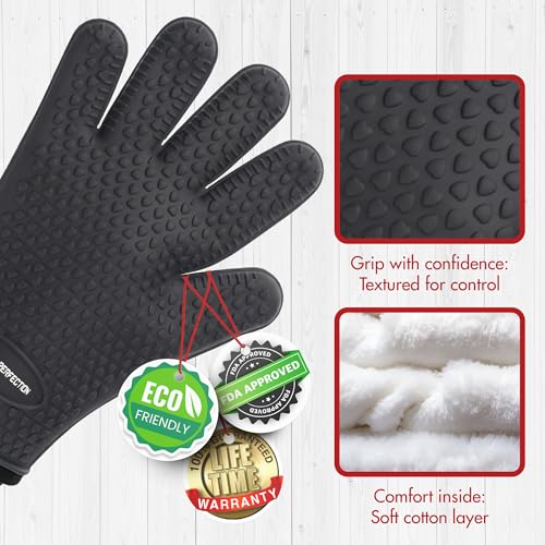 Silicone Griddle Grill Gloves Heat Resistant Oven Mitts