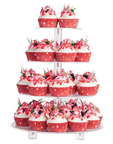 4 Tier Round Acrylic Cupcake Stand with Base