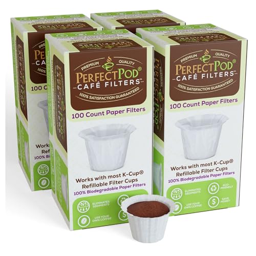 Café Filters Paper Liners for Reusable K (400 Count)