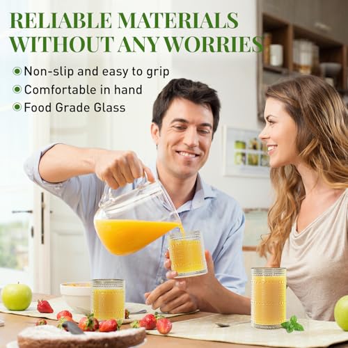 Hobnail Drinking Glasses Set of 12 Kitchen Glass Cups Glassware (12 Count)