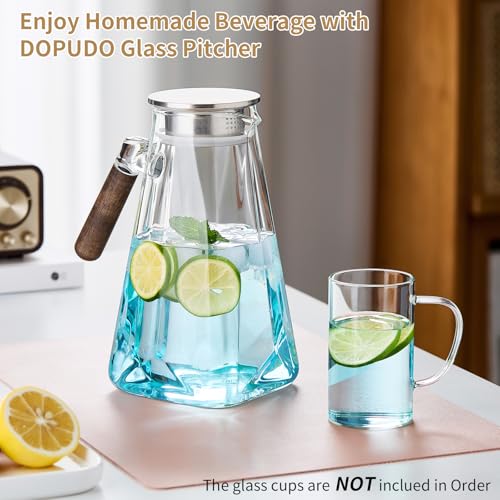 2L Glass Pitcher with Lid and Spout