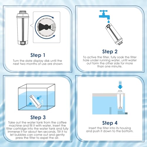 DLSC002 Water Filter Replacement For Delonghi Coffee Machine Filter (4 Count)