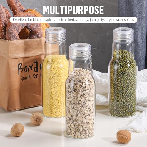 17 Oz Glass Juice Bottles with Lids (4 Count)