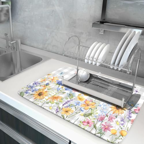 Spring Floral Dish Drying Mat