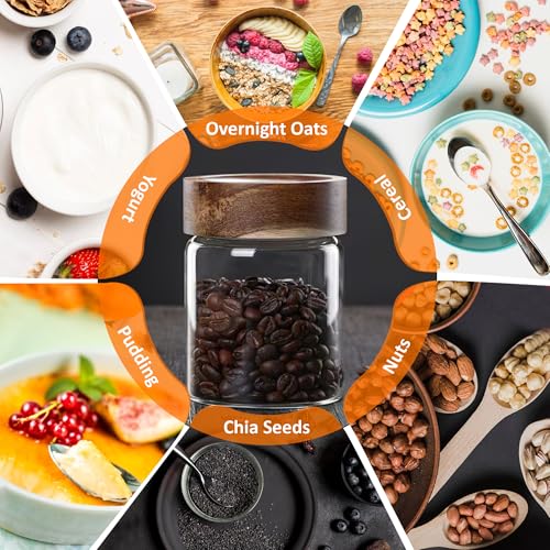 26 oz 850 ml Clear Glass Storage Canister with Airtight Wooden Lid