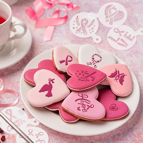 36pcs Breast Cancer Awareness Cookie Stencils for Baking Party (36 Count)