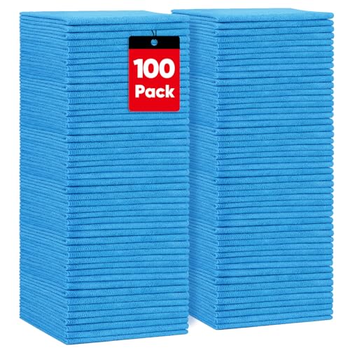 Blue Microfiber Cleaning Cloths 100 Pack (100 Count)