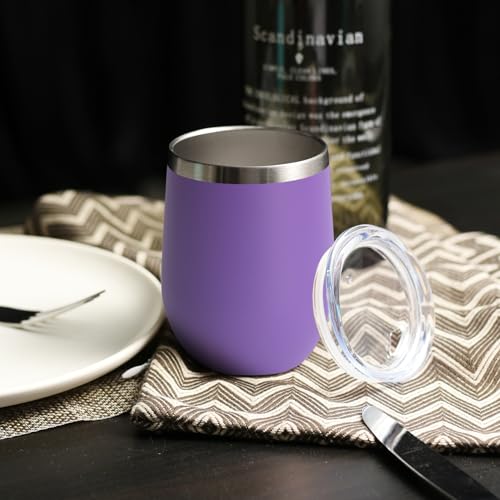 Stainless Steel Wine Tumbler Bulk with Lid (4 Count)