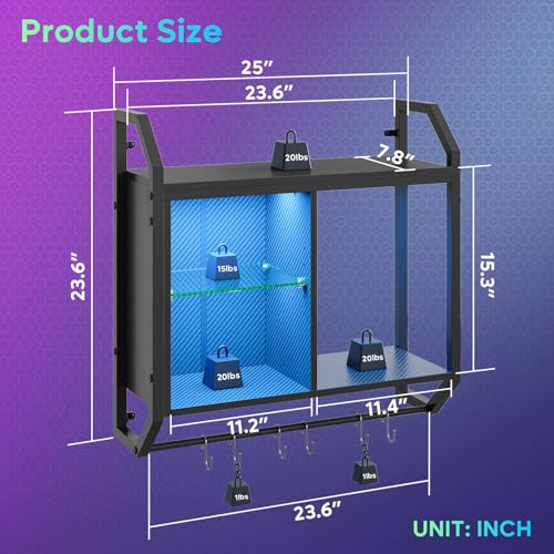 25" LED Gaming Floating Shelves for Wall