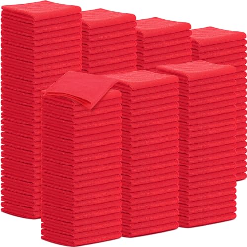 100 Pack 12'' x 12'' Microfiber Cleaning Cloths Reusable Cleaning Rags Bulk Microfiber Towels Softer Highly Absorbent Washcloths for House Kitchen Car Window