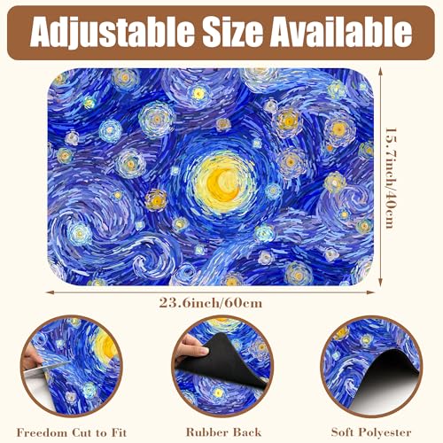 Starry Night Coffee Mat Absorbent Dish Drying Mat for Kitchen Counter Hide Stain Rubber Backed Coffee Bar Accessories Fit Under Espresso Machine Dish Rack