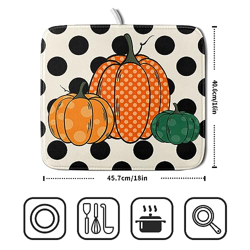 Autumn Pumpkin Dish Drying Mat for Kitchen Counter