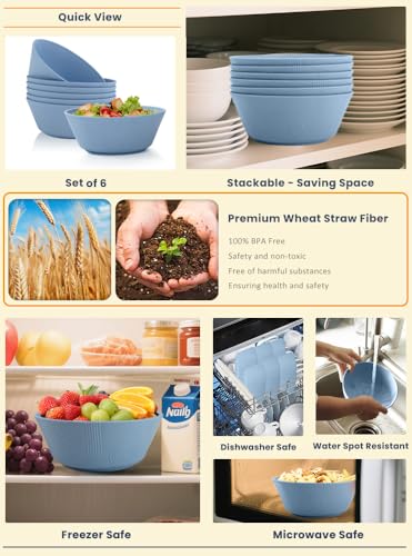 Wheat Straw Bowls 36 Oz Set of 6